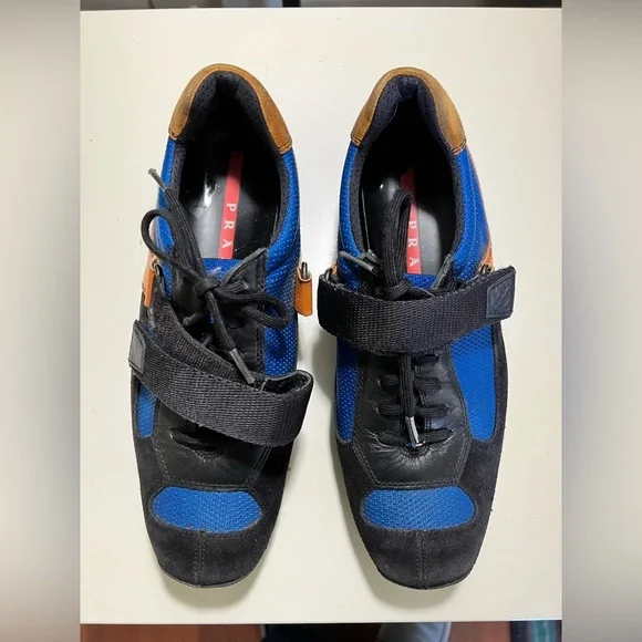 Vintage Prada suede and nylon sneakers. Hook and strap over laces sz 37 US 6.5-7 - Picture 10 of 12